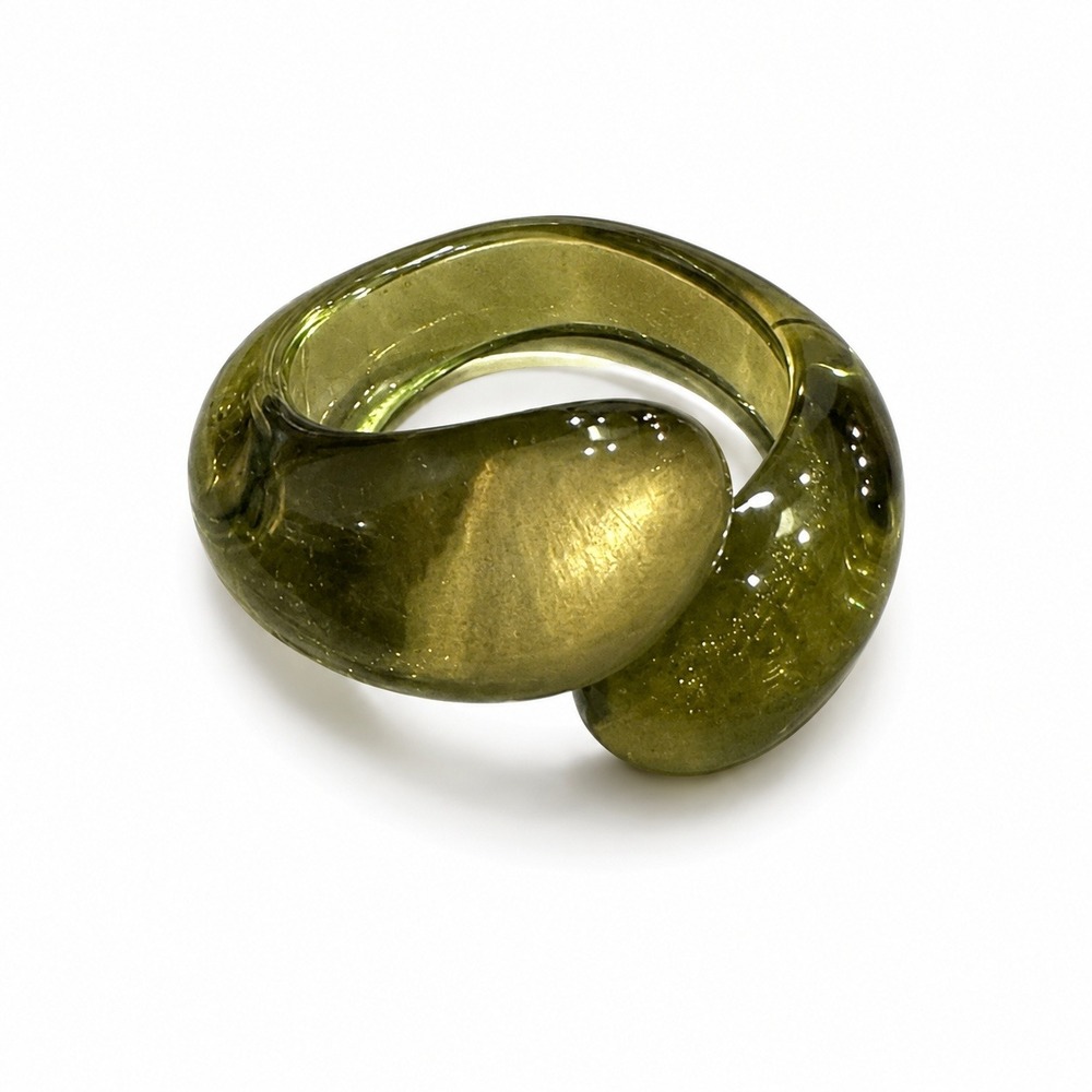 Chunky‎ Clear Olive Green Acrylic Statement Ring Size 9.5 Modern Fashion Jewelry